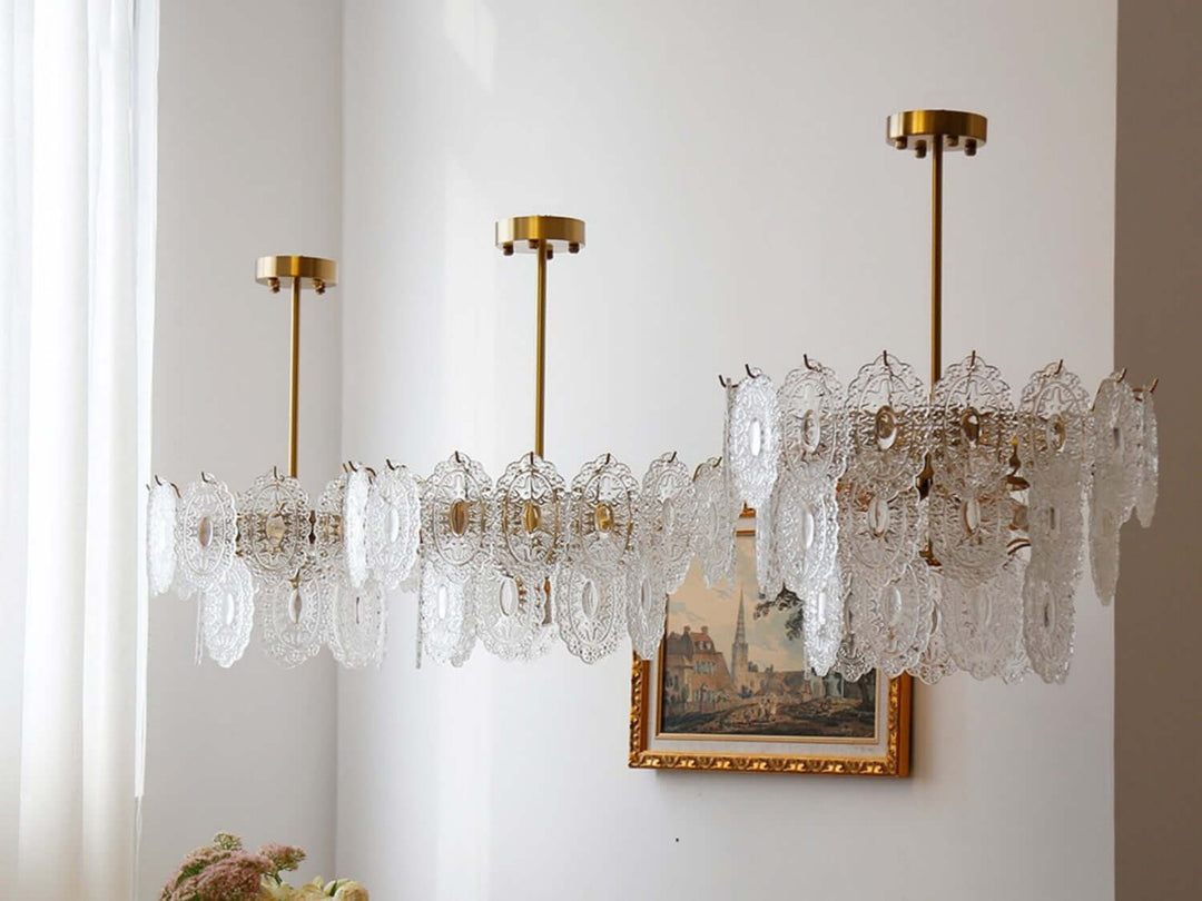 Onda Chandelier – Brass and Glass Light for Dining Area