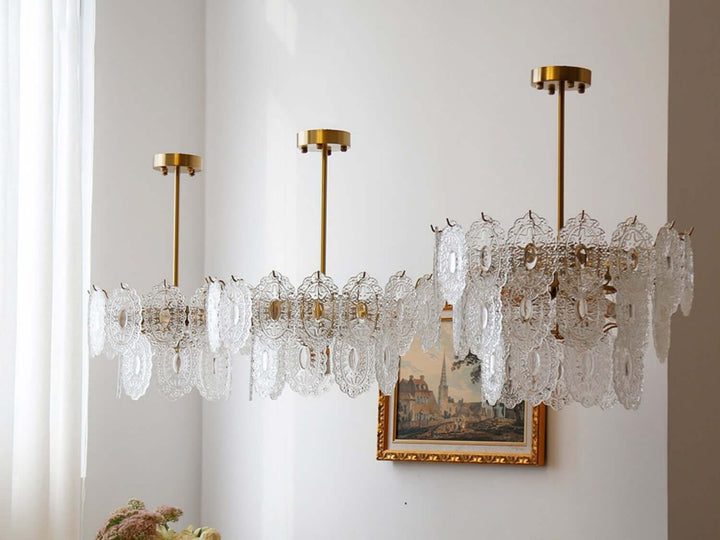 Onda Chandelier – Brass and Glass Light for Dining Area