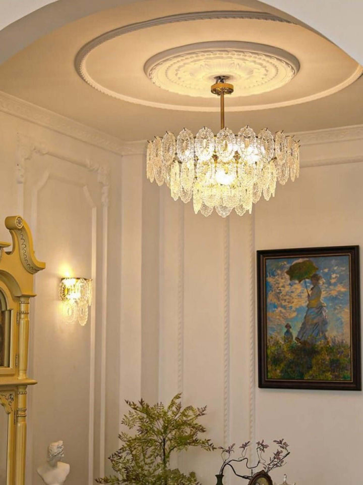 Onda Chandelier – Brass and Glass Light for Dining Area
