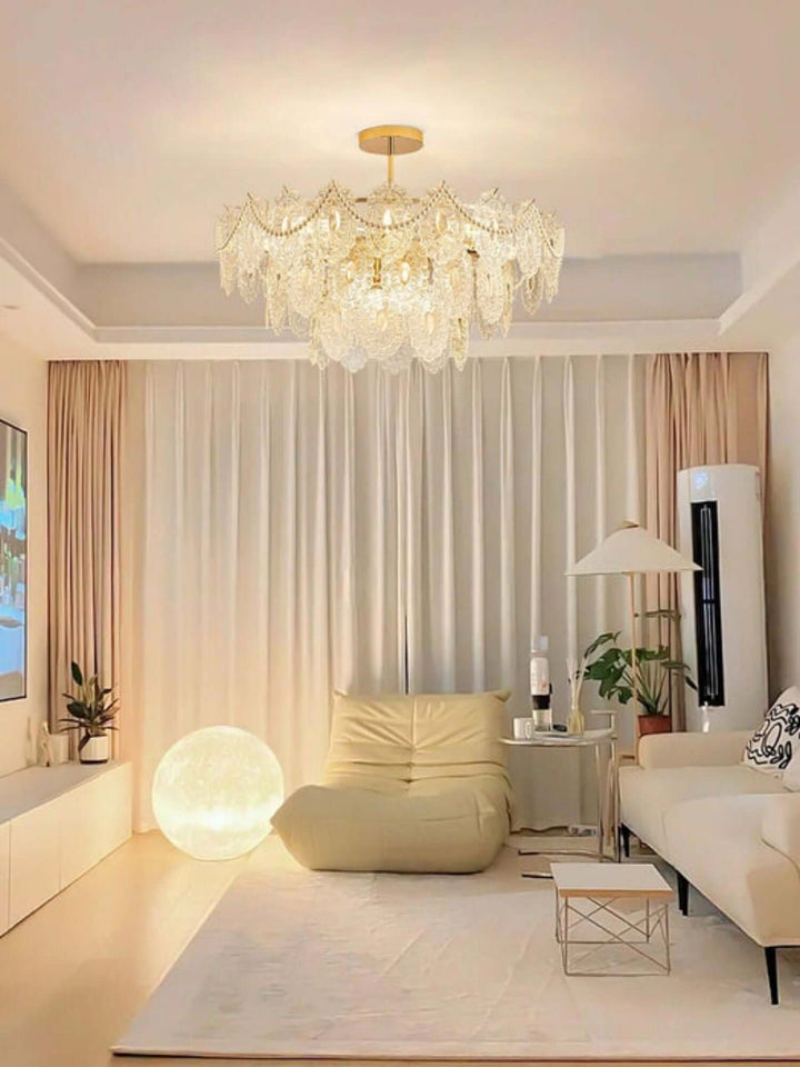 Onda Chandelier – Brass and Glass Light for Dining Area