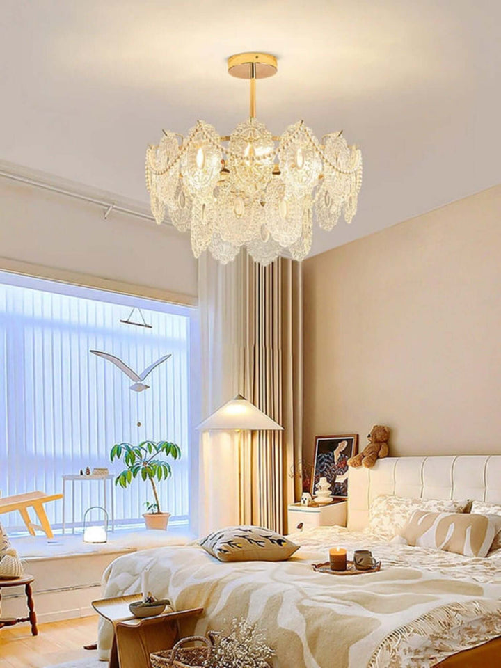 Onda Chandelier – Brass and Glass Light for Dining Area