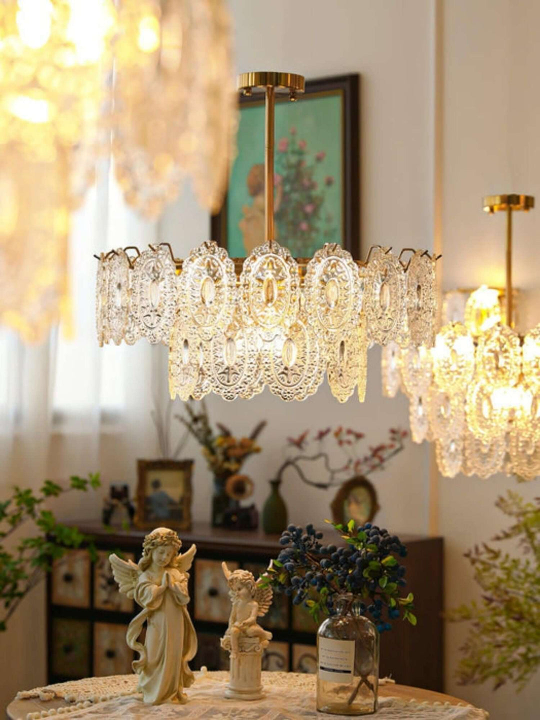 Onda Chandelier – Brass and Glass Light for Dining Area