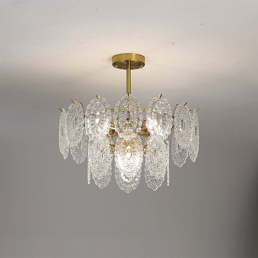 Onda Chandelier – Brass and Glass Light for Dining Area