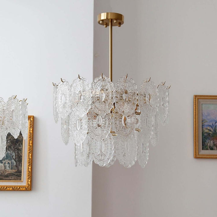Onda Chandelier – Brass and Glass Light for Dining Area