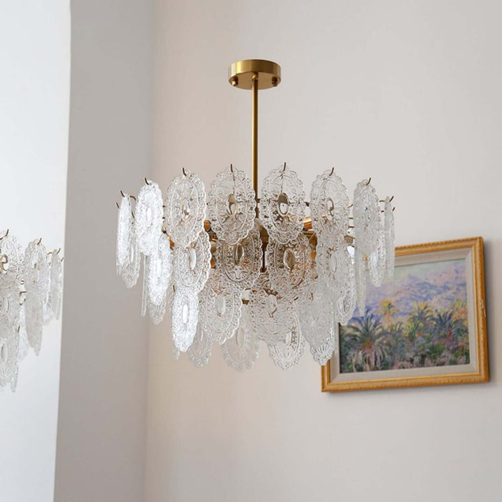 Onda Chandelier – Brass and Glass Light for Dining Area