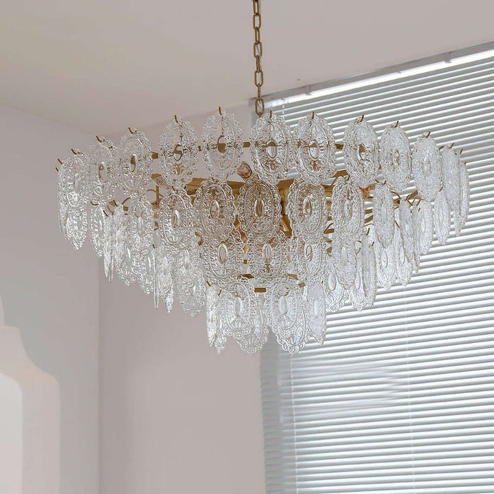 Onda Chandelier – Brass and Glass Light for Dining Area