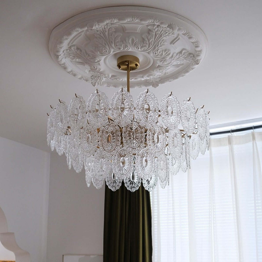 Onda Chandelier – Brass and Glass Light for Dining Area