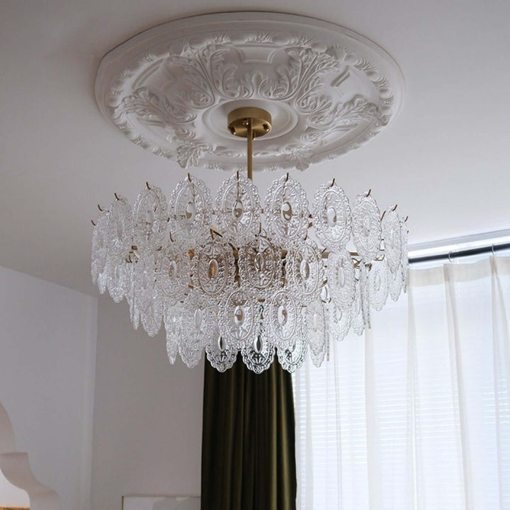 Onda Chandelier – Brass and Glass Light for Dining Area