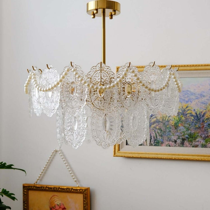 Onda Chandelier – Brass and Glass Light for Dining Area