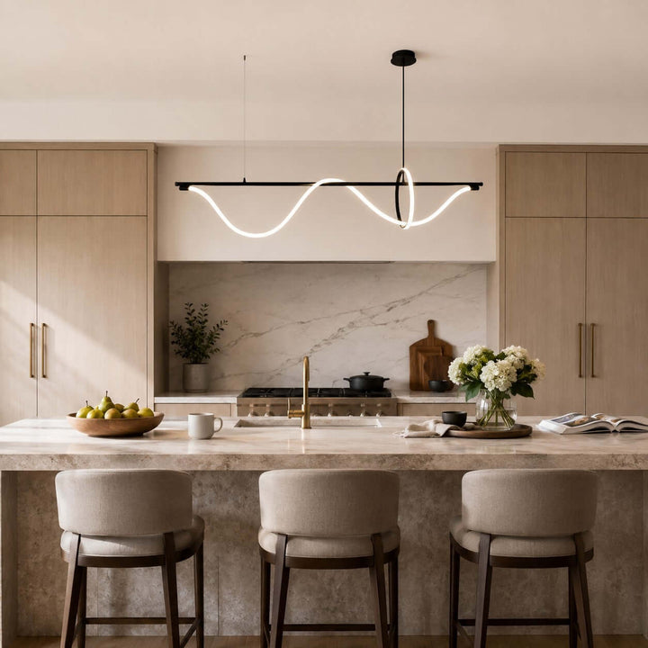 Onda Linear Chandelier - Creative Wave Design Silicone Island Light | Vinlighting