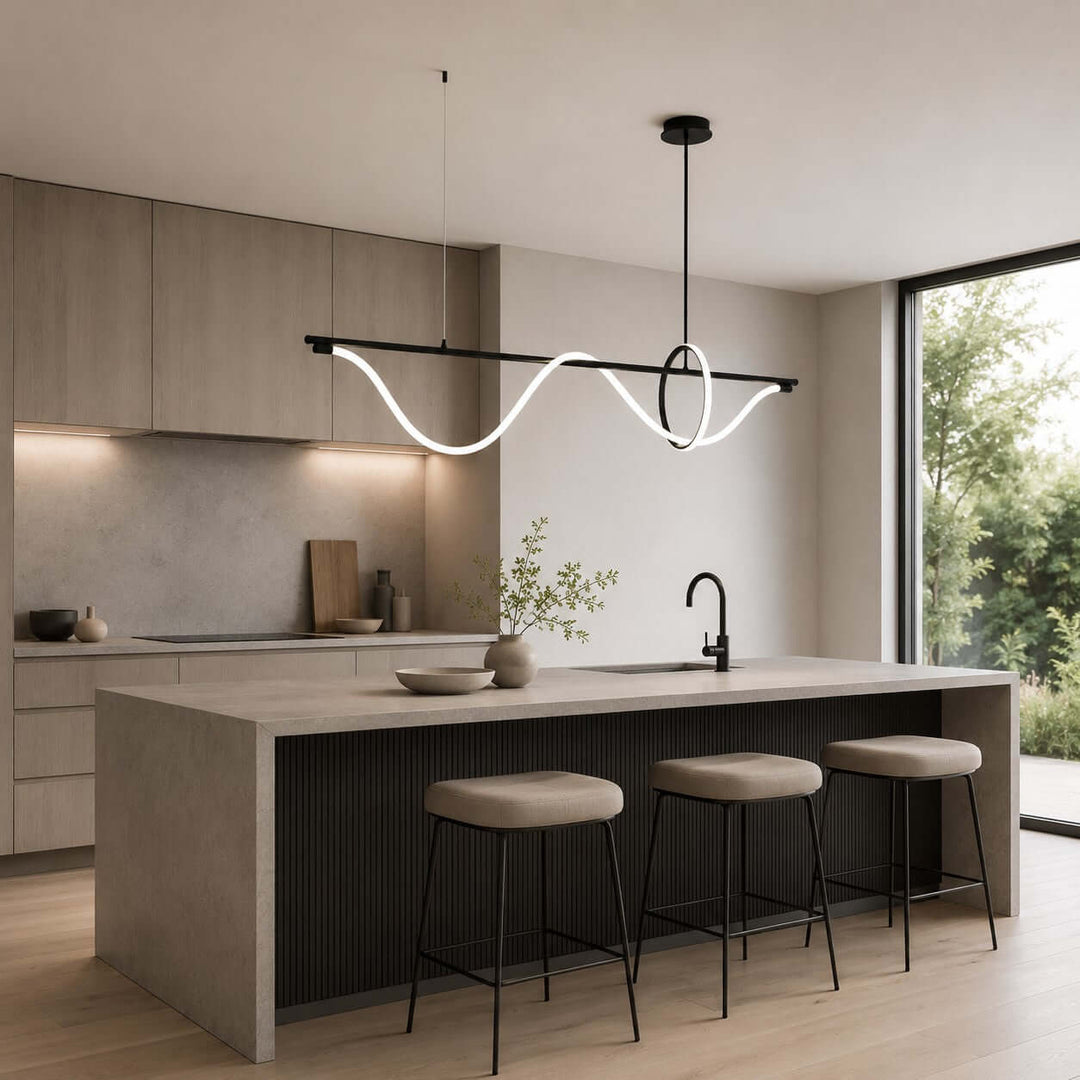 Onda Linear Chandelier - Creative Wave Design Silicone Island Light | Vinlighting