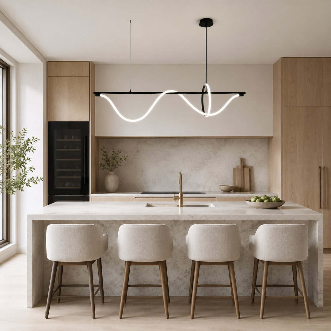 Onda Linear Chandelier - Creative Wave Design Silicone Island Light | Vinlighting