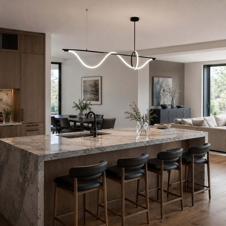 Onda Linear Chandelier - Creative Wave Design Silicone Island Light | Vinlighting