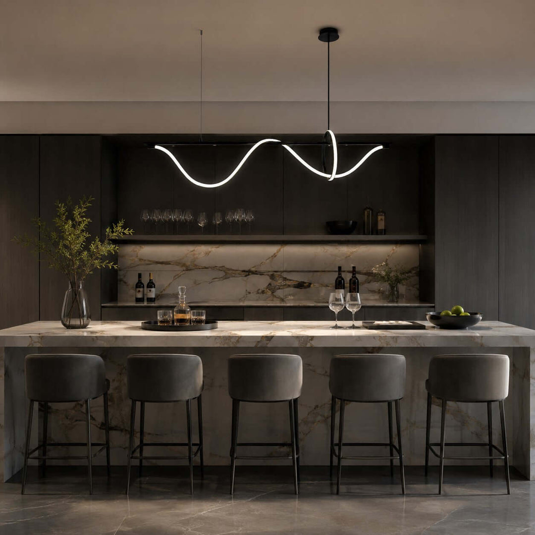 Onda Linear Chandelier - Creative Wave Design Silicone Island Light | Vinlighting