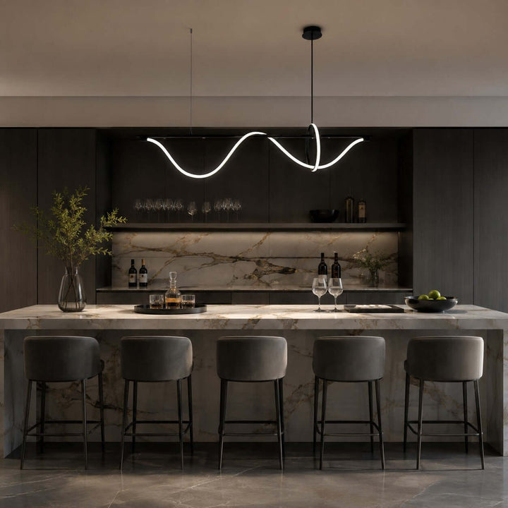 Onda Linear Chandelier - Creative Wave Design Silicone Island Light | Vinlighting