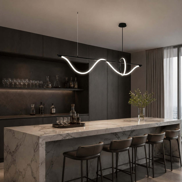 Onda Linear Chandelier - Creative Wave Design Silicone Island Light | Vinlighting