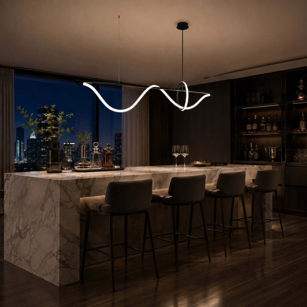 Onda Linear Chandelier - Creative Wave Design Silicone Island Light | Vinlighting