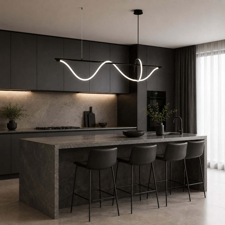 Onda Linear Chandelier - Creative Wave Design Silicone Island Light | Vinlighting