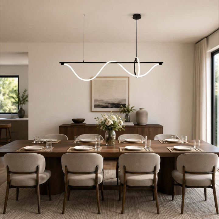 Onda Linear Chandelier - Creative Wave Design Silicone Island Light | Vinlighting