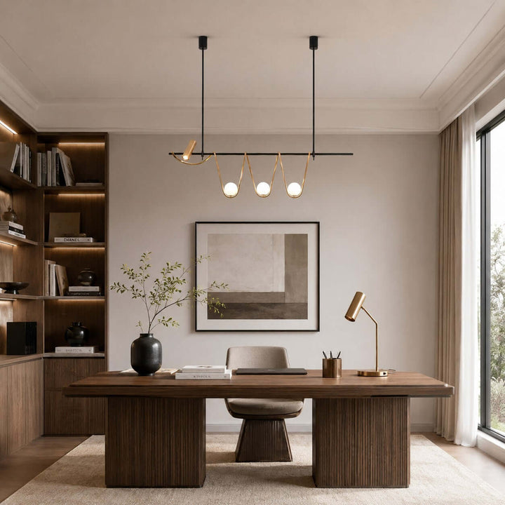 Ondara Linear Chandelier - Minimalist Wave Island Light | Vinlighting