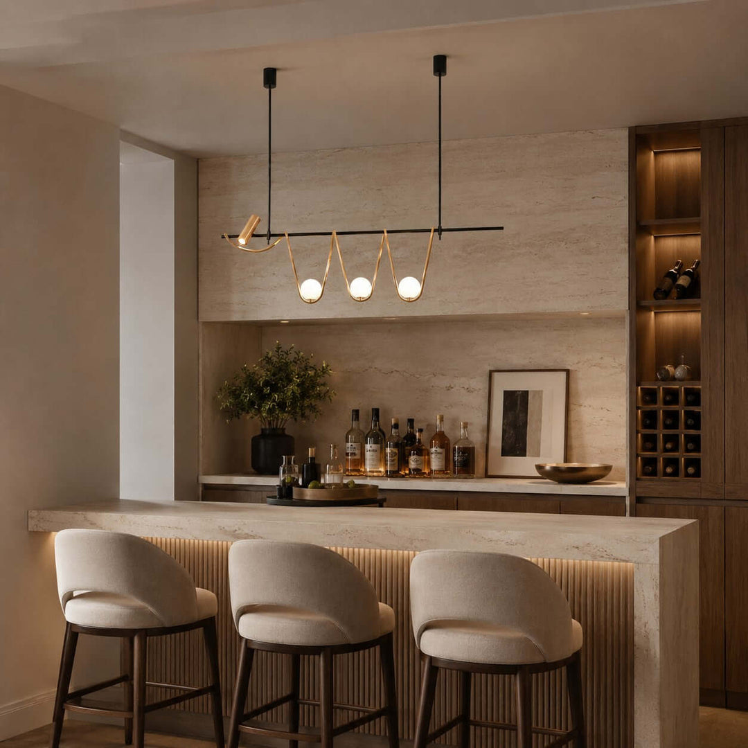 Ondara Linear Chandelier - Minimalist Wave Island Light | Vinlighting
