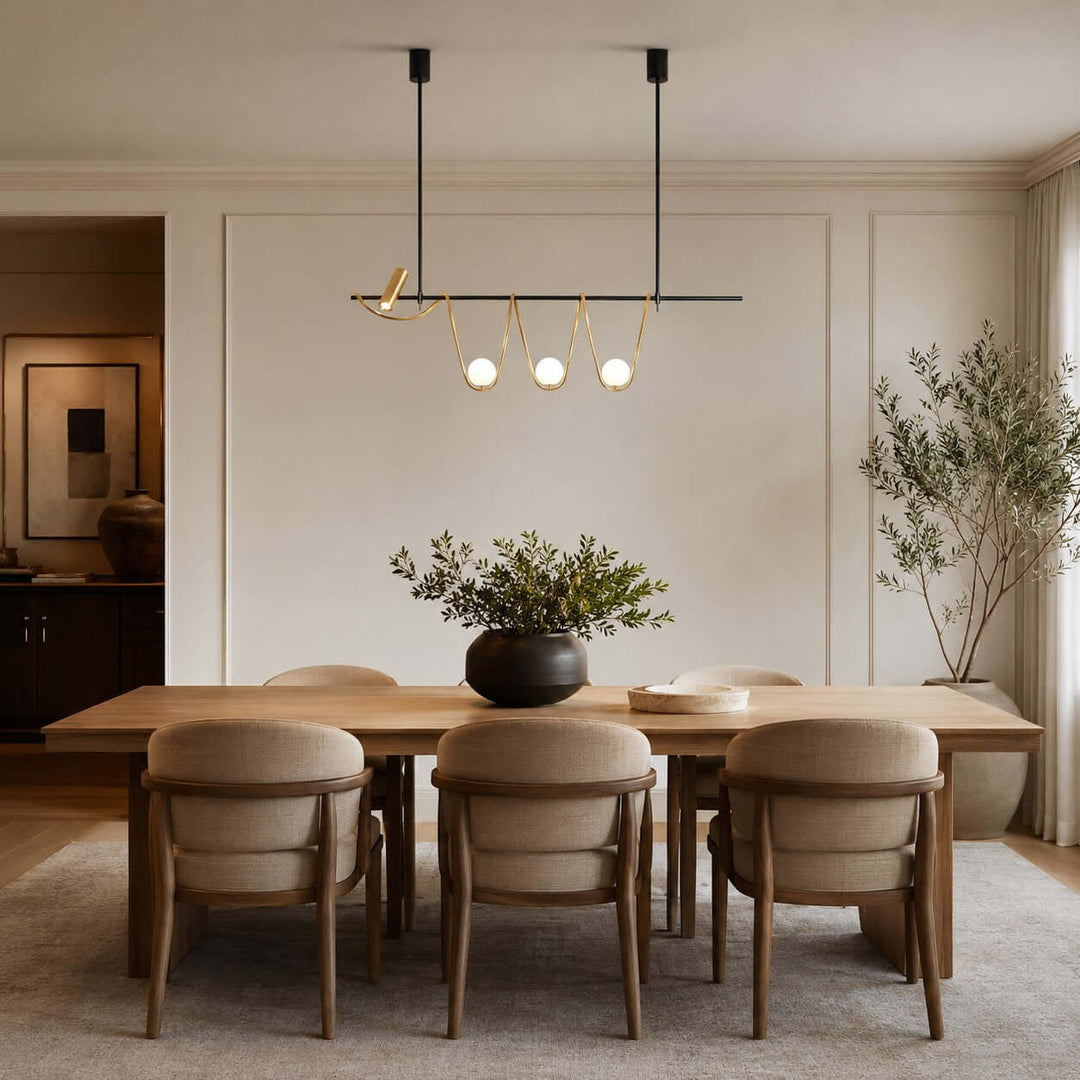 Ondara Linear Chandelier - Minimalist Wave Island Light | Vinlighting