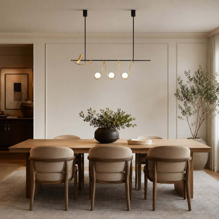 Ondara Linear Chandelier - Minimalist Wave Island Light | Vinlighting