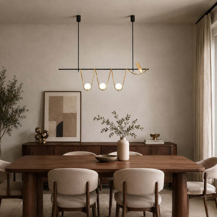Ondara Linear Chandelier - Minimalist Wave Island Light | Vinlighting