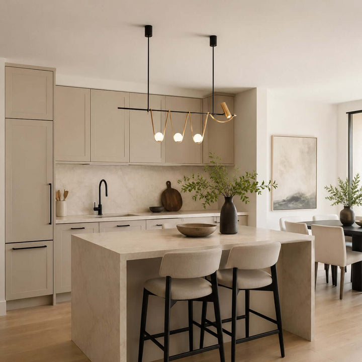 Ondara Linear Chandelier - Minimalist Wave Island Light | Vinlighting