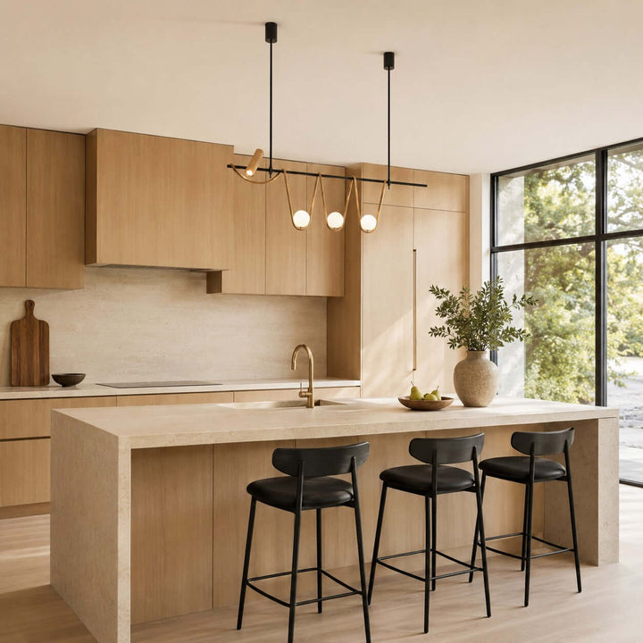 Ondara Linear Chandelier - Minimalist Wave Island Light | Vinlighting