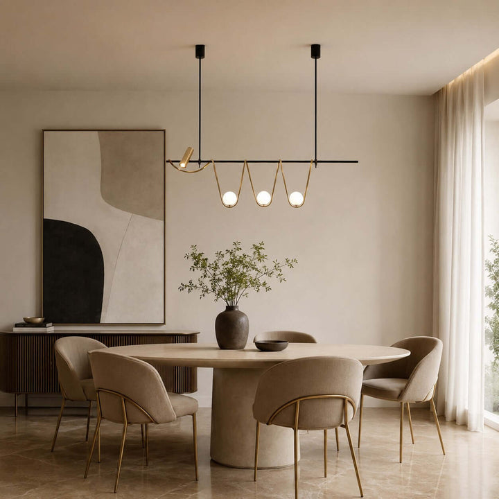 Ondara Linear Chandelier - Minimalist Wave Island Light | Vinlighting