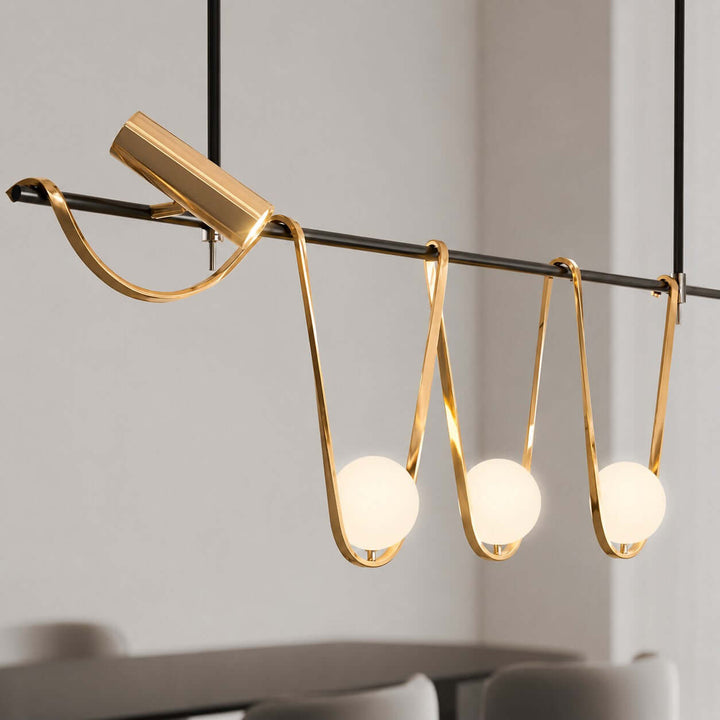 Ondara Linear Chandelier - Minimalist Wave Island Light | Vinlighting