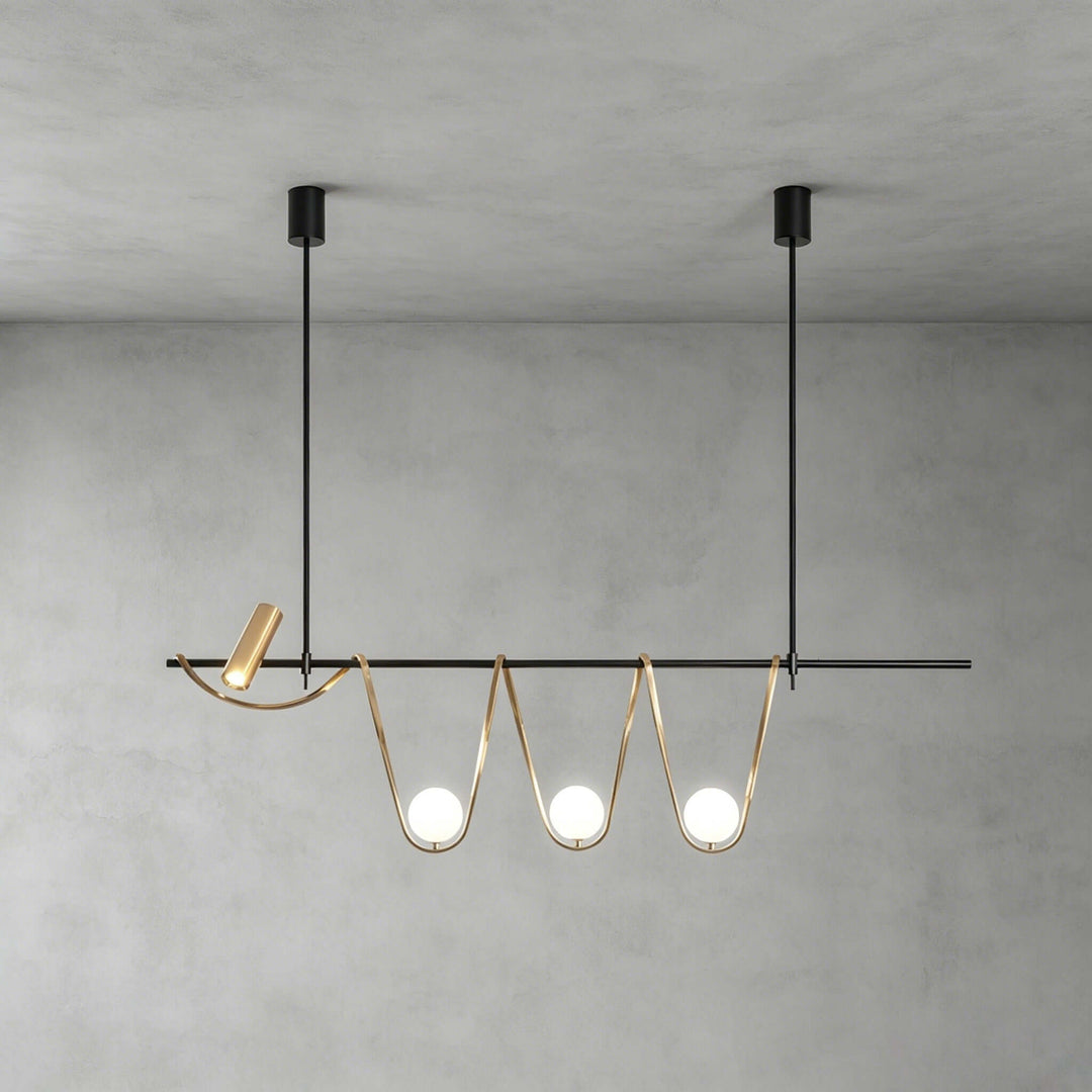 Ondara Linear Chandelier - Minimalist Wave Island Light | Vinlighting