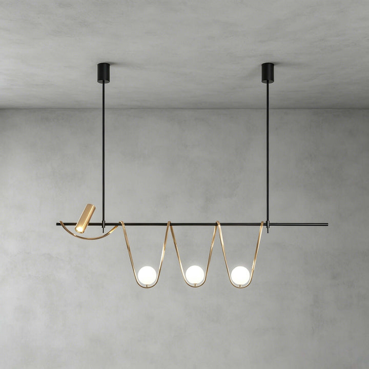 Ondara Linear Chandelier - Minimalist Wave Island Light | Vinlighting