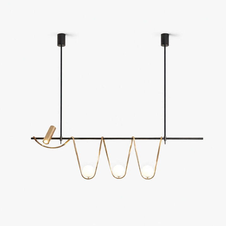 Ondara Linear Chandelier - Minimalist Wave Island Light | Vinlighting