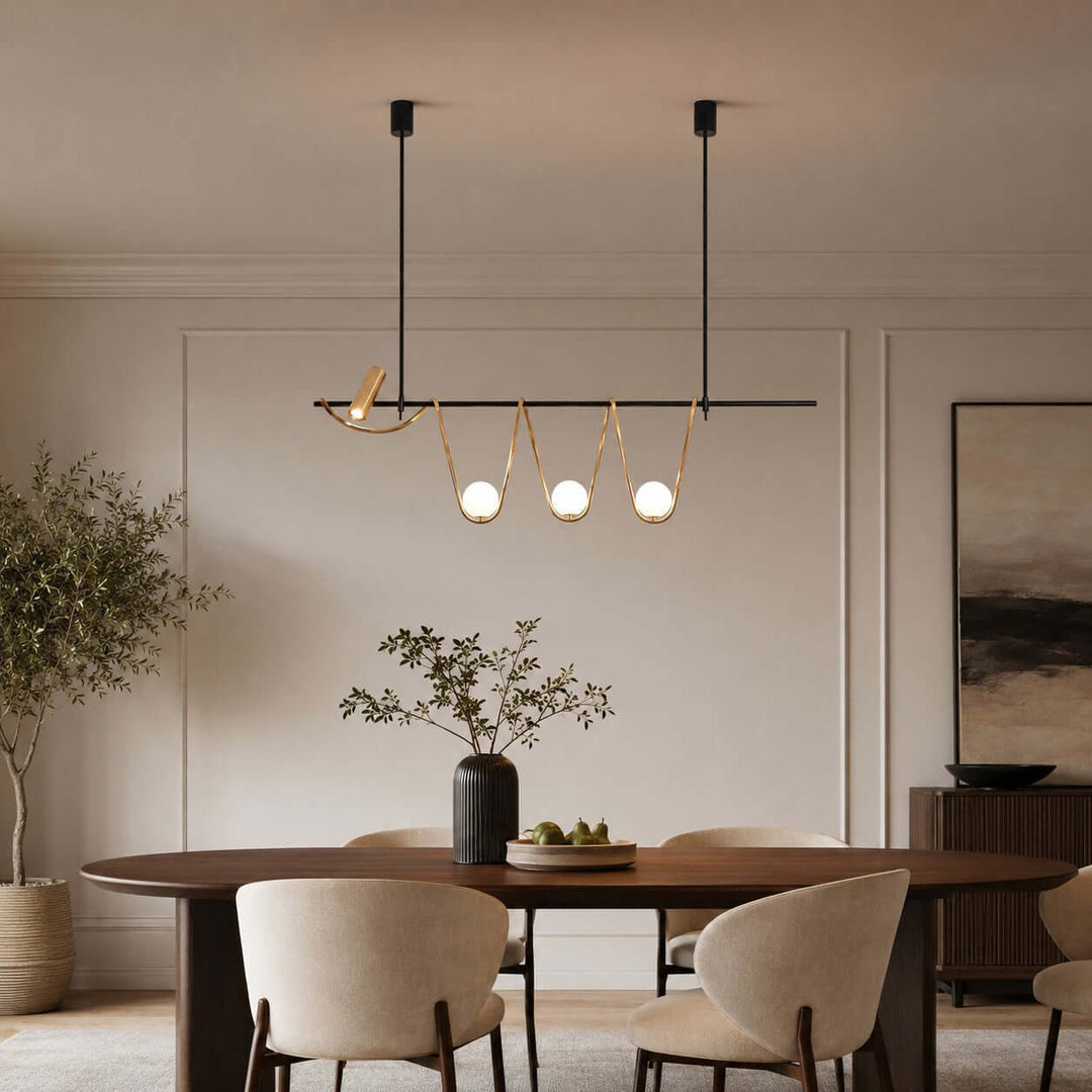 Ondara Linear Chandelier - Minimalist Wave Island Light | Vinlighting