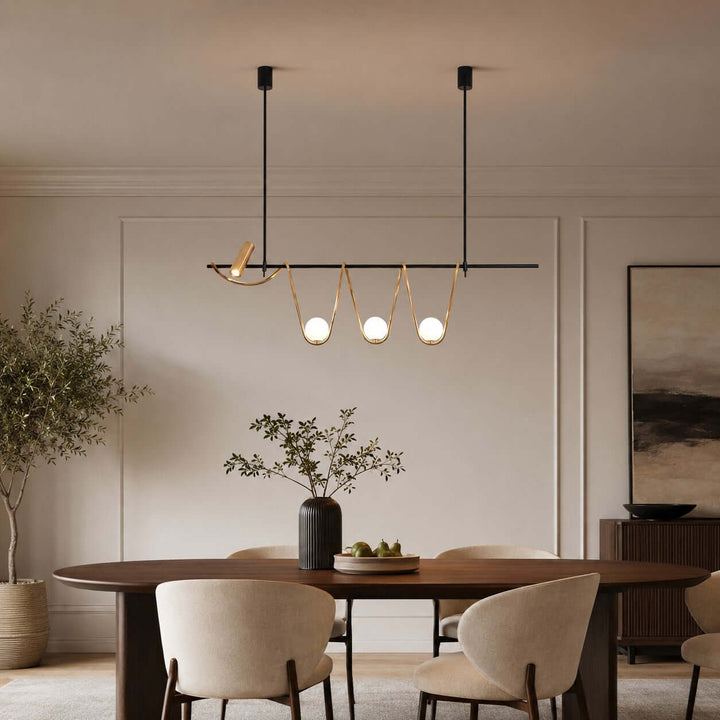 Ondara Linear Chandelier - Minimalist Wave Island Light | Vinlighting
