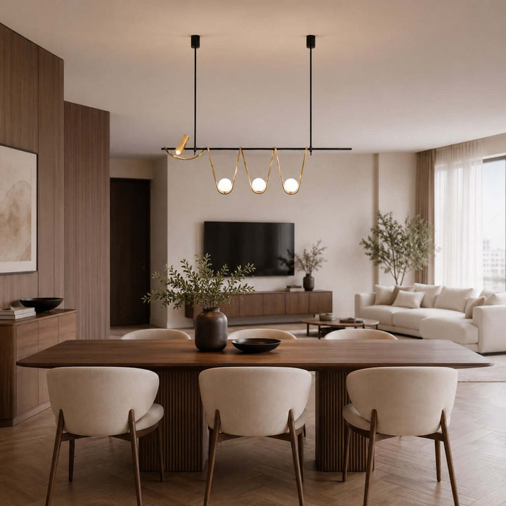 Ondara Linear Chandelier - Minimalist Wave Island Light | Vinlighting