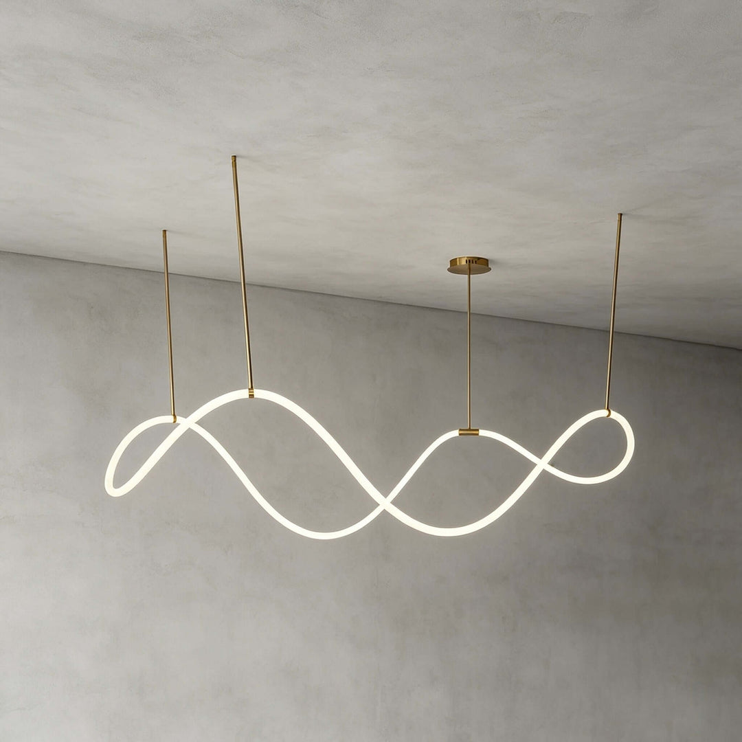 Ondelle Linear Chandelier - Gold Wave Silicone Dining Room Light | Vinlighting