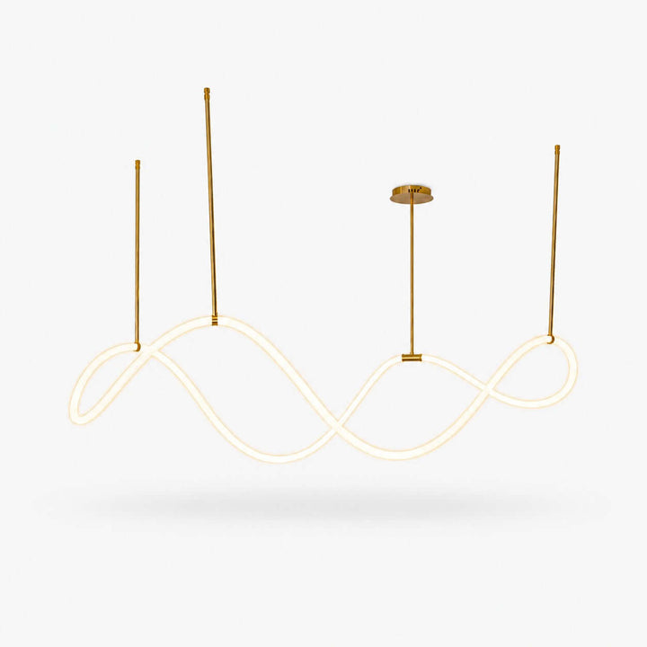 Ondelle Linear Chandelier - Gold Wave Silicone Dining Room Light | Vinlighting