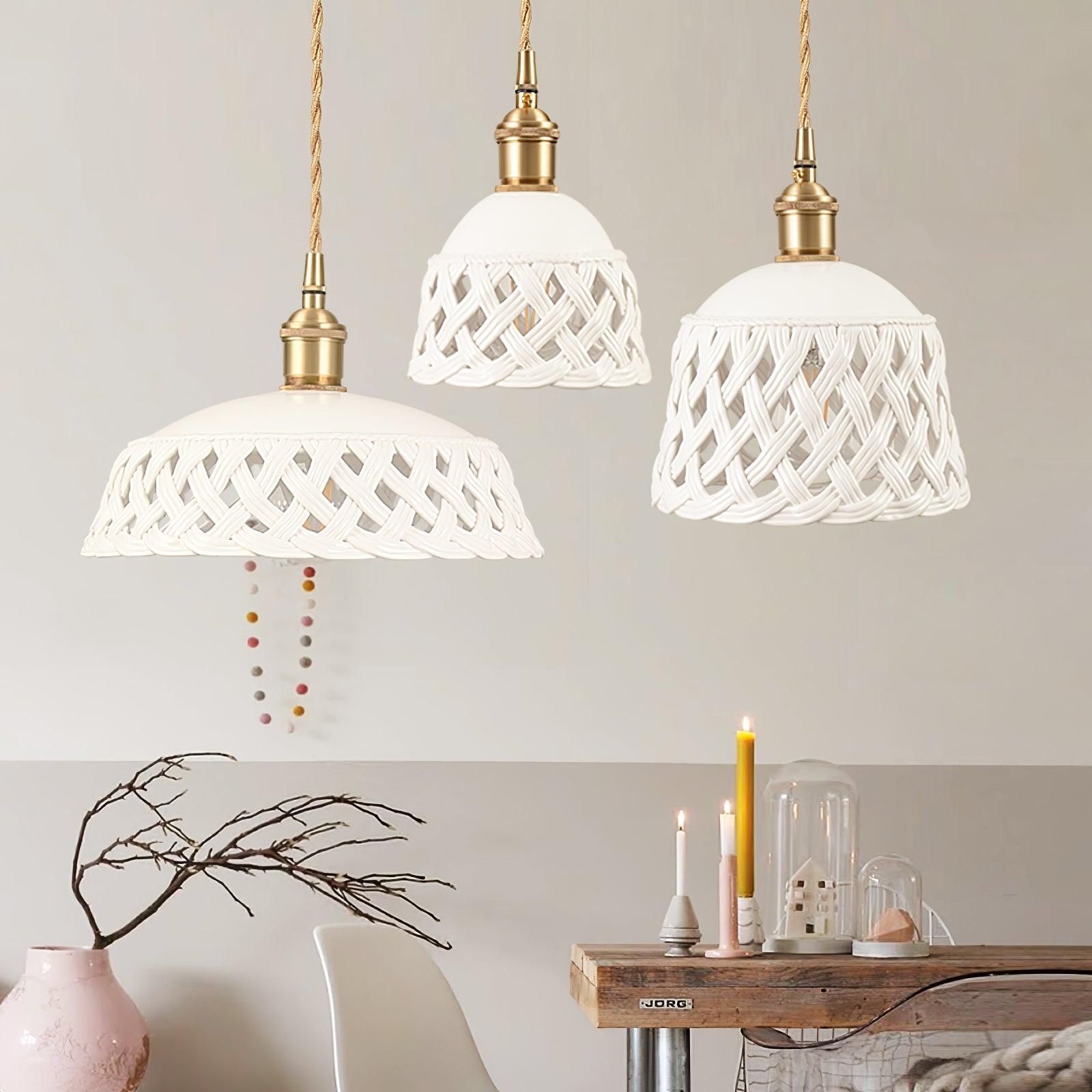 Openwork Ceramic Pendant Lamp - Vinlighting