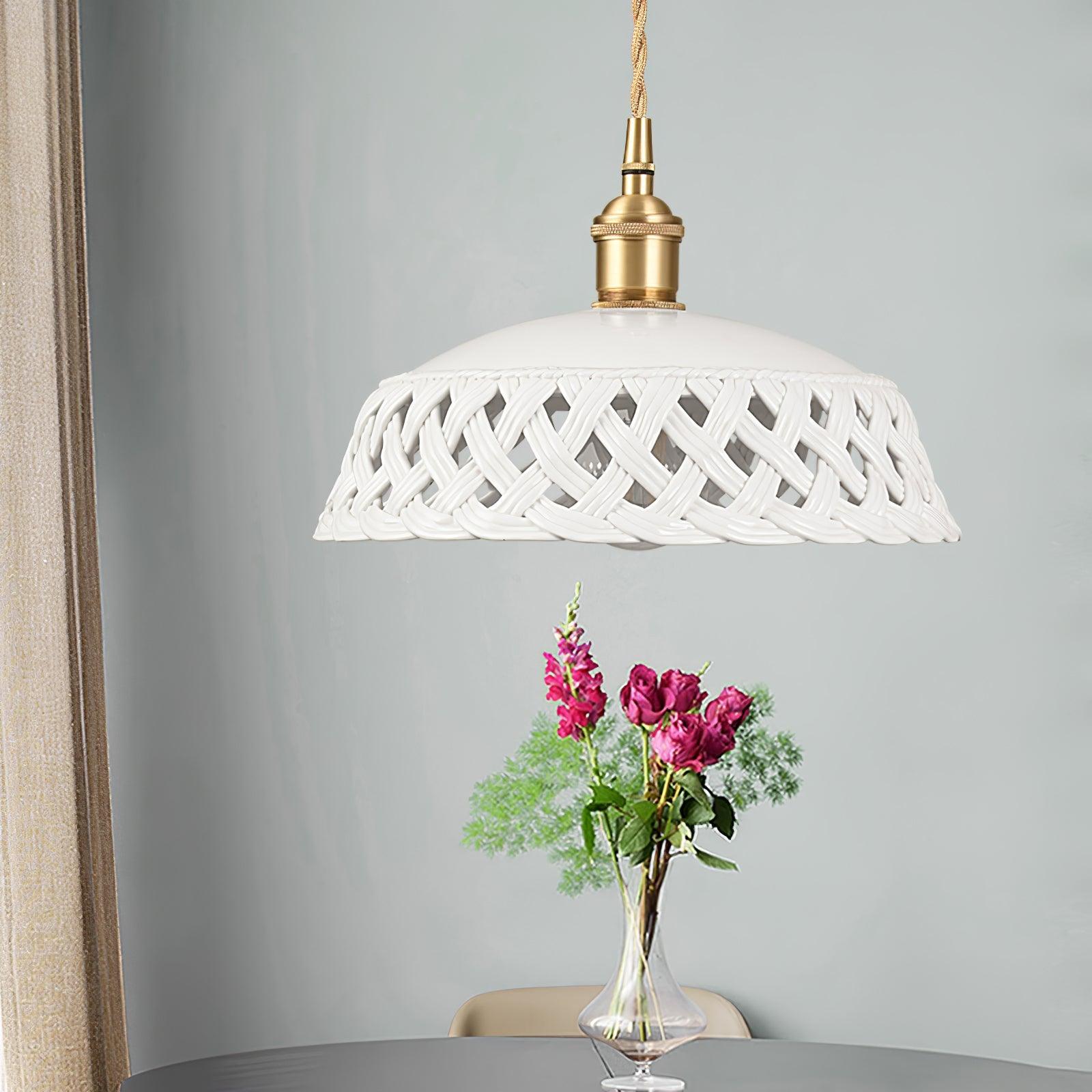 Openwork Ceramic Pendant Lamp - Vinlighting