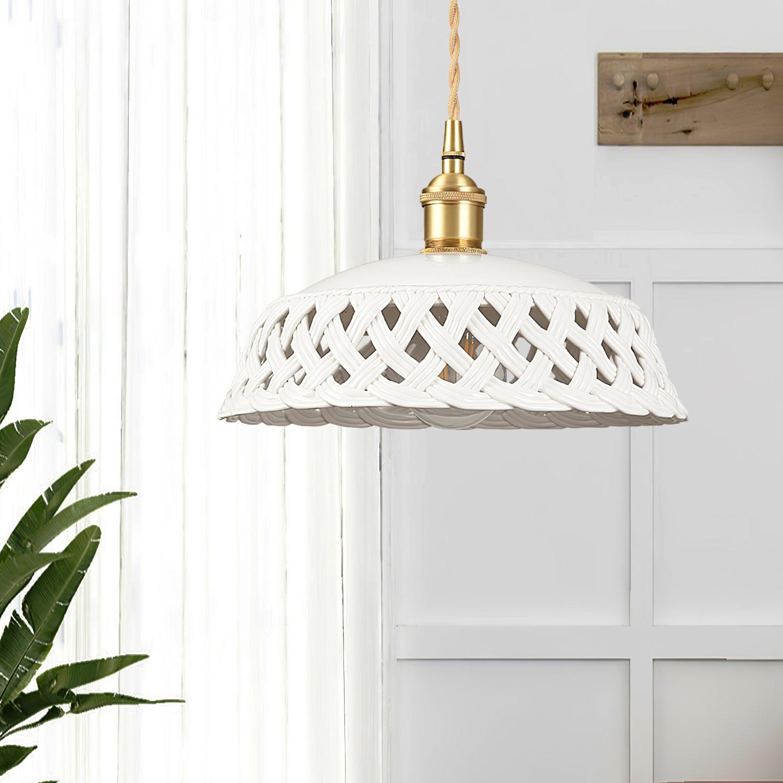 Openwork Ceramic Pendant Lamp - Vinlighting