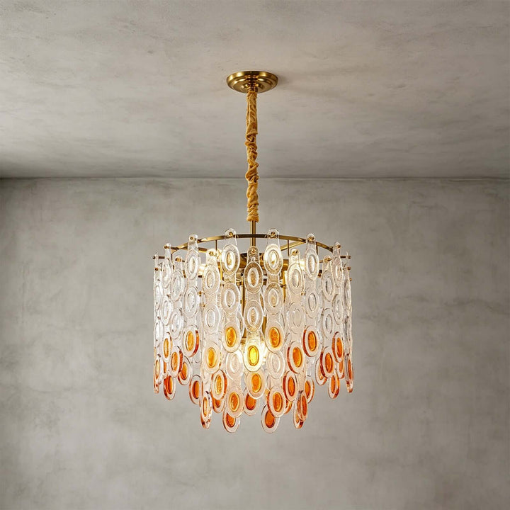 Oralie Amber Glass Chandelier for French Modern Dining Nook Decor