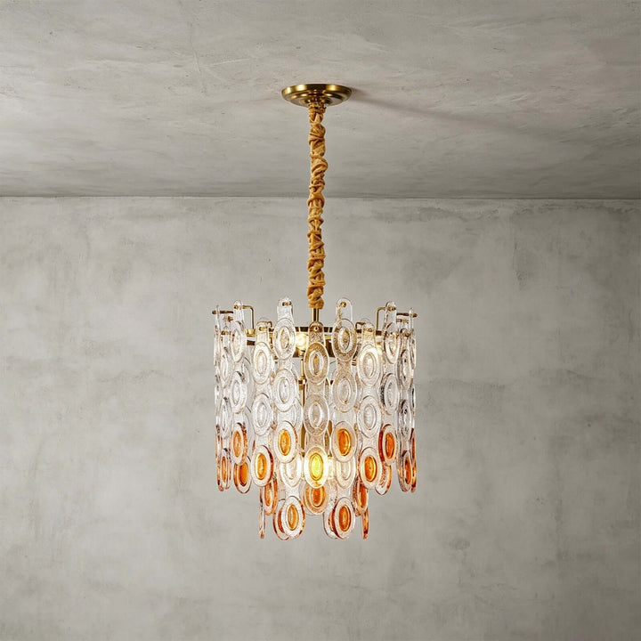 Oralie Amber Glass Chandelier for French Modern Dining Nook Decor