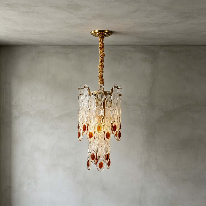 Oralie Amber Glass Chandelier for French Modern Dining Nook Decor