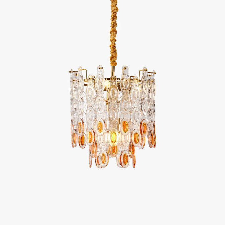 Oralie Amber Glass Chandelier for French Modern Dining Nook Decor