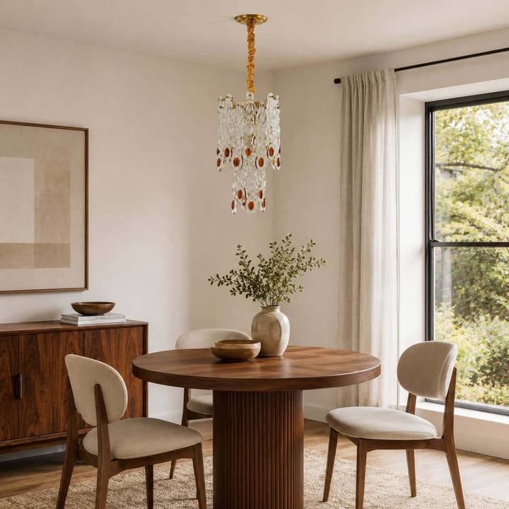Oralie Amber Glass Chandelier for French Modern Dining Nook Decor
