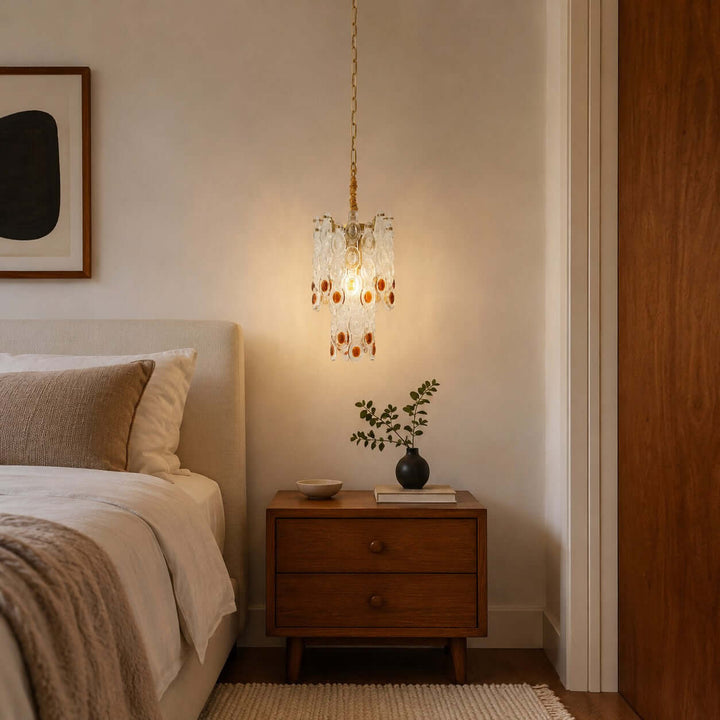 Oralie Amber Glass Chandelier for French Modern Dining Nook Decor