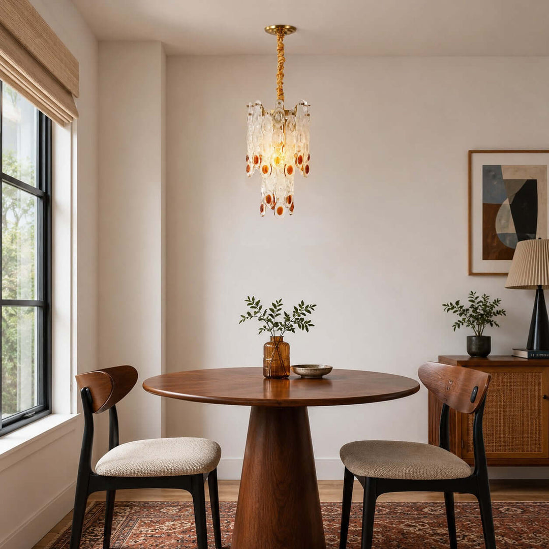 Oralie Amber Glass Chandelier for French Modern Dining Nook Decor